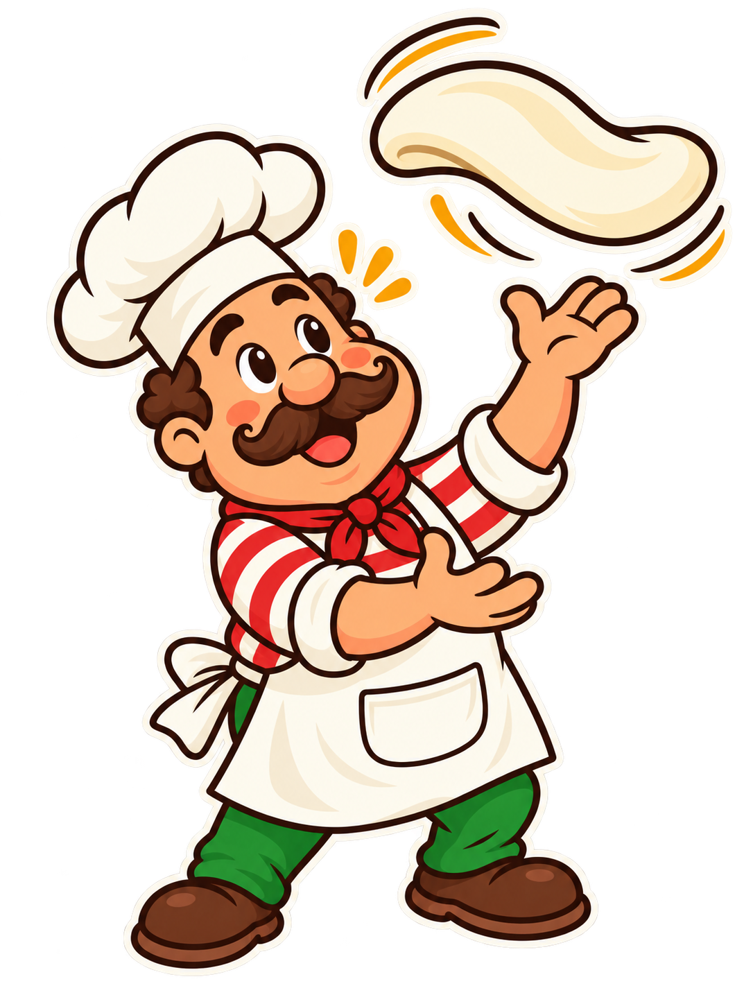 Pizzabakker gooit deeg de lucht in